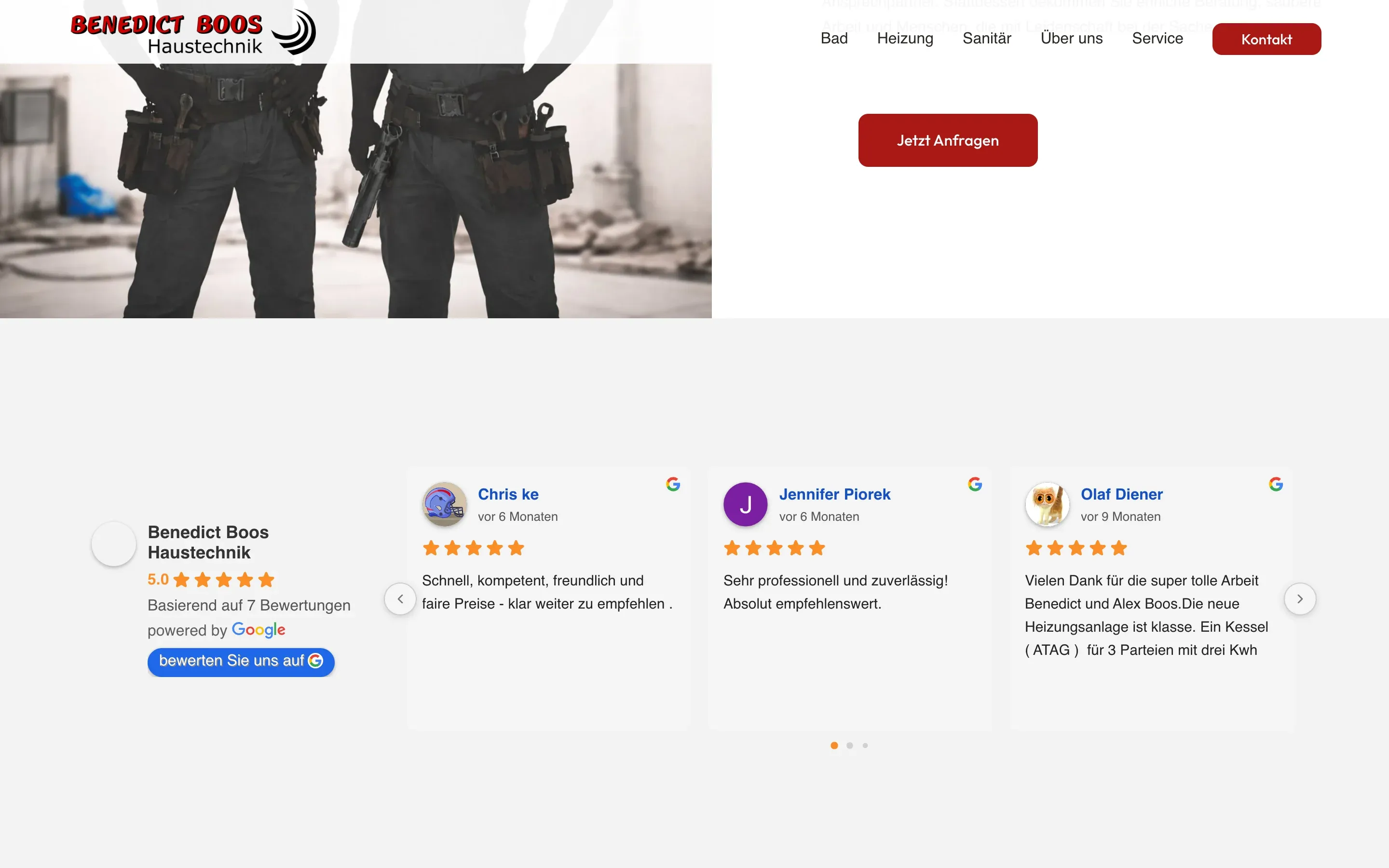 Live eingebundene Google-Bewertungen auf badprofi-boos.de