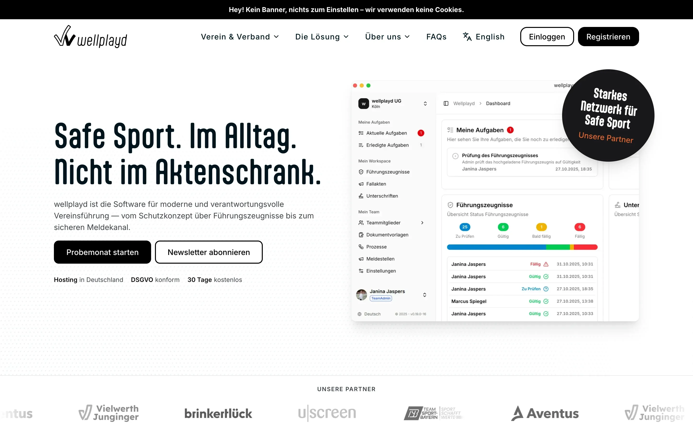 Startseite von wellplayd.org am Desktop
