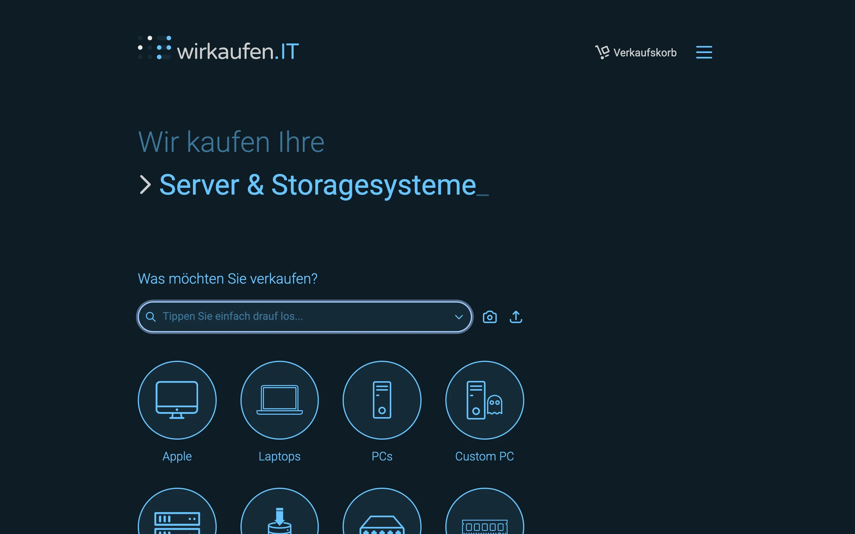 Startseite von wirkaufen.it am Desktop