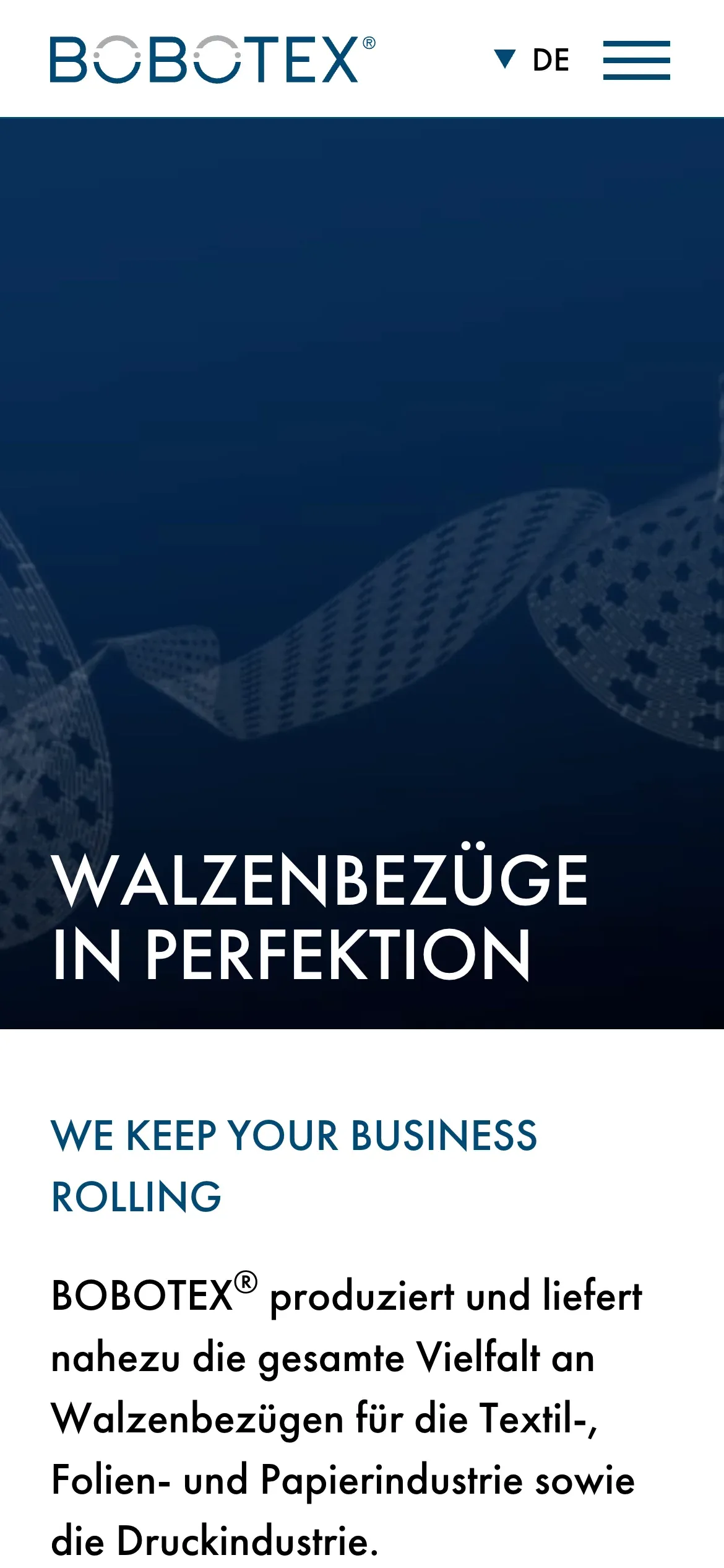 Startseite von bobotex.de auf dem Smartphone