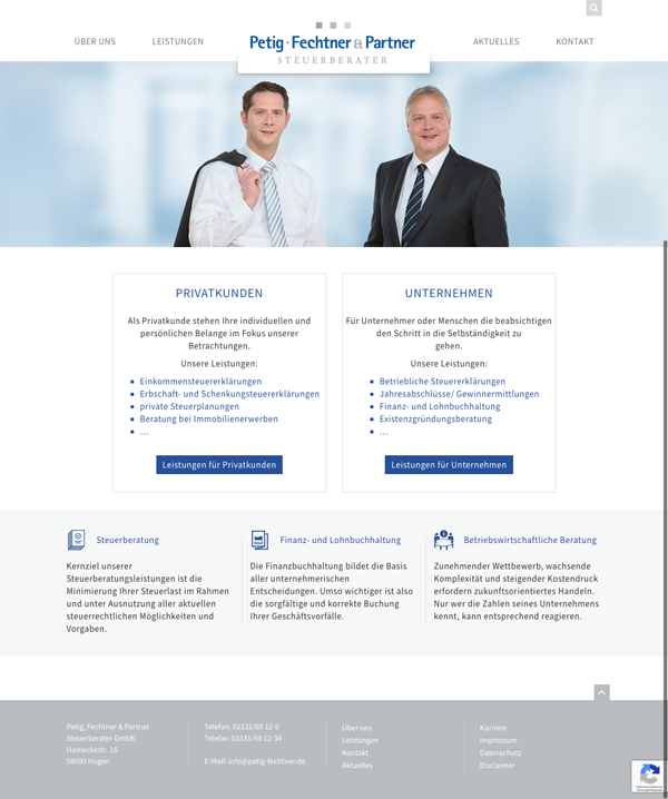 Screenshot Petig • Fechtner & Partner - Website