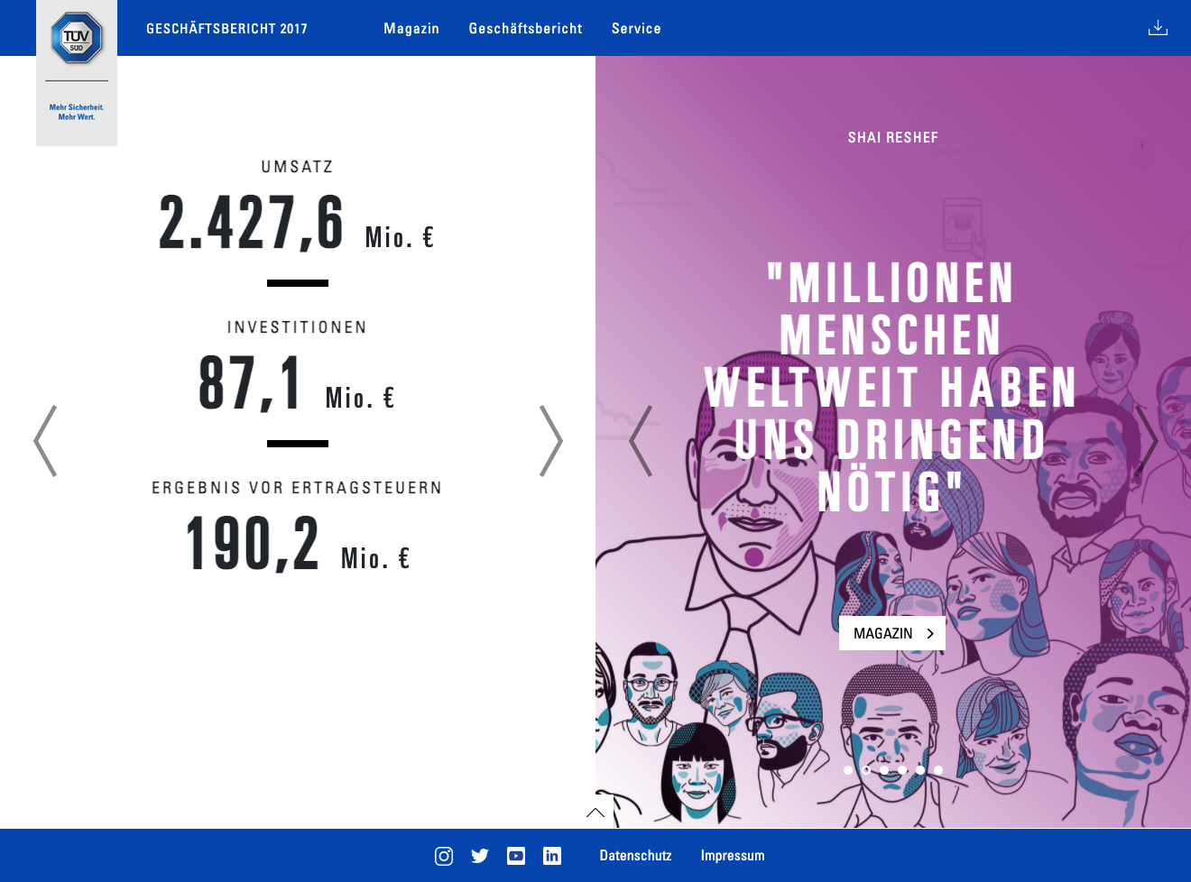 Screenshot TÜV Süd - Digitaler Geschäftsbericht
